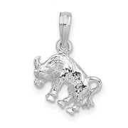 Finest Gold Sterling Silver Polished 3D Taurus Zodiac Pendant
