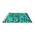 thumbnail image 2 of Ahgly Company Machine Washable Indoor Round Abstract Turquoise Blue Modern Area Rugs, 4' Round, 2 of 4