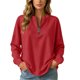 thumbnail image 2 of Neewe Women's Plain Long Sleeve Top Fall 1/4 Zipper Tops Loose Ladies Casual Fashionable Top Pullover, 2 of 7