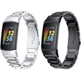 thumbnail image 1 of Bands Compatible with Fitbit Charge 6/Charge 5 Metal Stainless Steel WatchBand-Replacement Classic Durable Solid Link Accessory Buckle Metal Strap Wrist Band for Charge 6/Charge 5 Fitness Tracker, 1 of 7