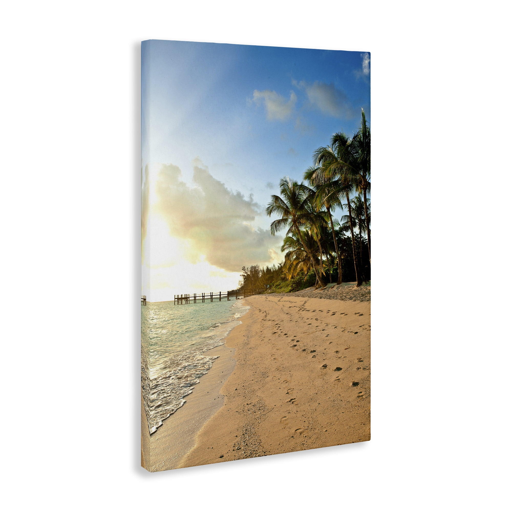 Stupell Industries Sandy Footprints Shore Coastal Photography Gallery Wrapped Canvas Art Print Wall Art, 24 x 36