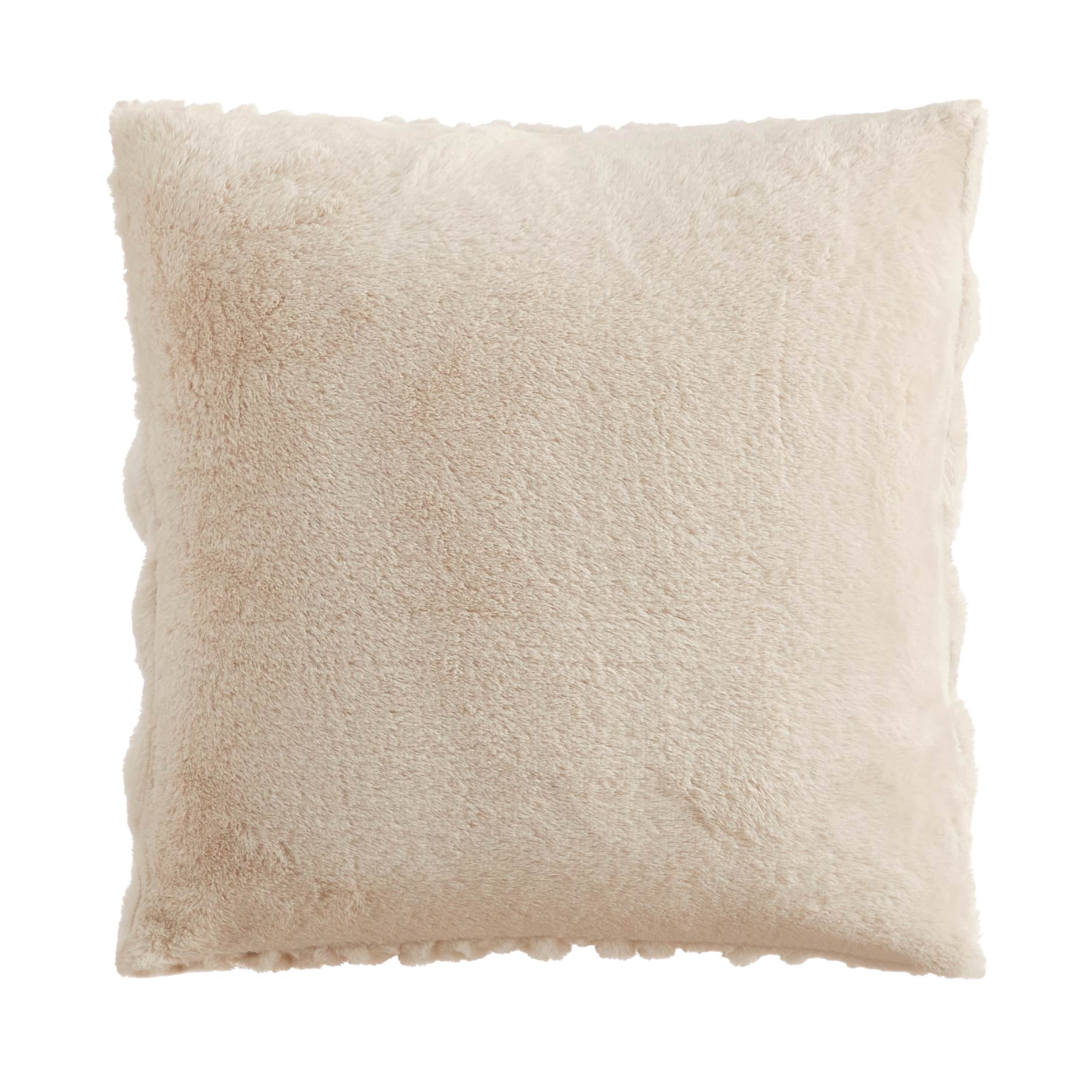 Mainstays 18" x 18" Papyrus Beige Ruched Fur Decorative Throw Pillow
