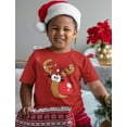 thumbnail image 2 of Cute Reindeer Boy Girl Christmas Shirt Toddler Infant Kids T-Shirt 24M Red, 2 of 5