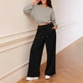 thumbnail image 6 of ADSSDQ Wide Leg Sweatpants Women Soft High Waist Pants with Pockets Drawstring Pull-On Casual Pants Black S, 6 of 9