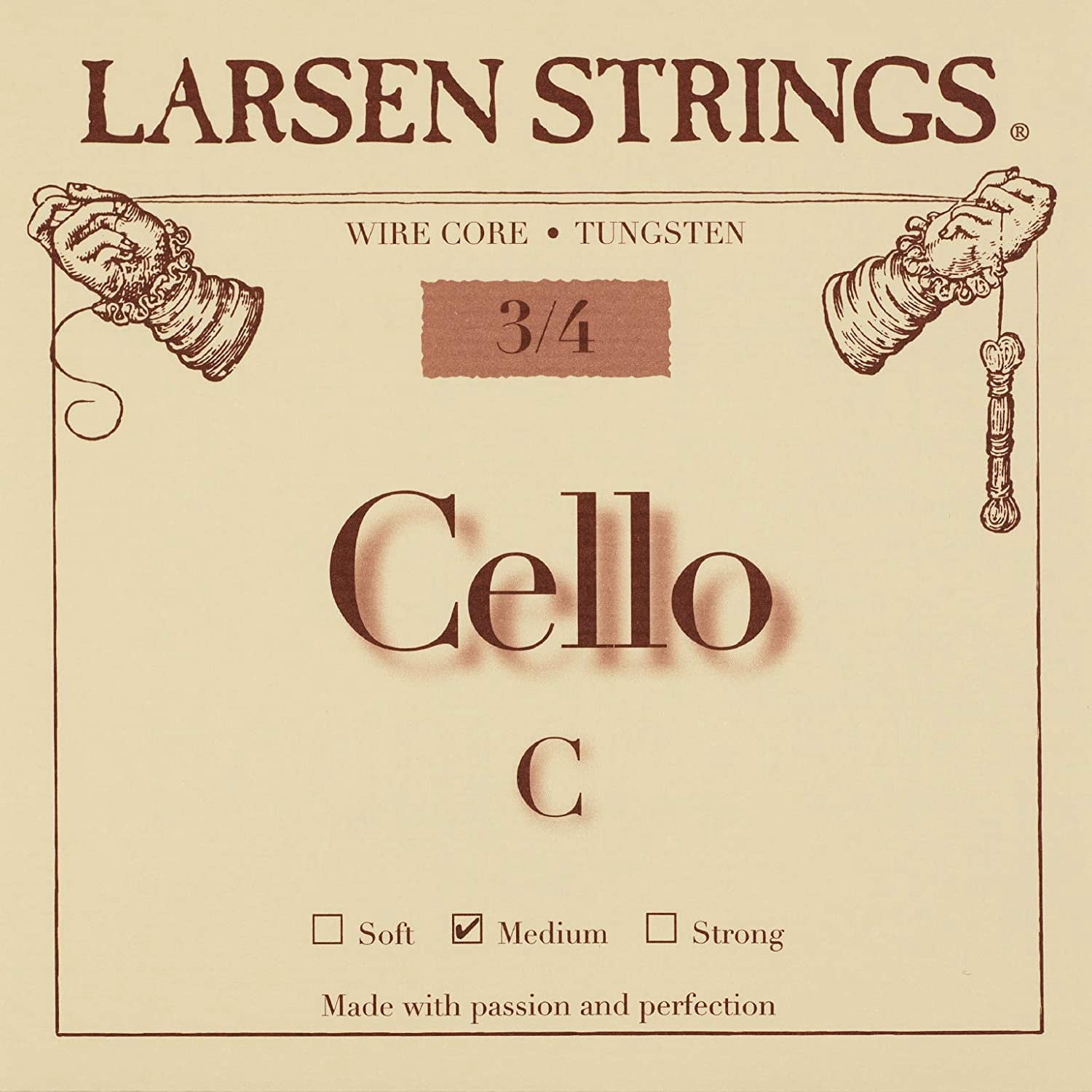 Larsen Strings Original Cello String Set 3/4 Size, Medium
