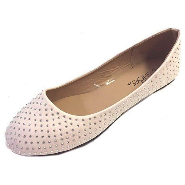 Shoes8teen - Womens Faux Suede Rhinestone Ballerina Ballet Flats Shoes 4021 Blush 9/10 - Walmart