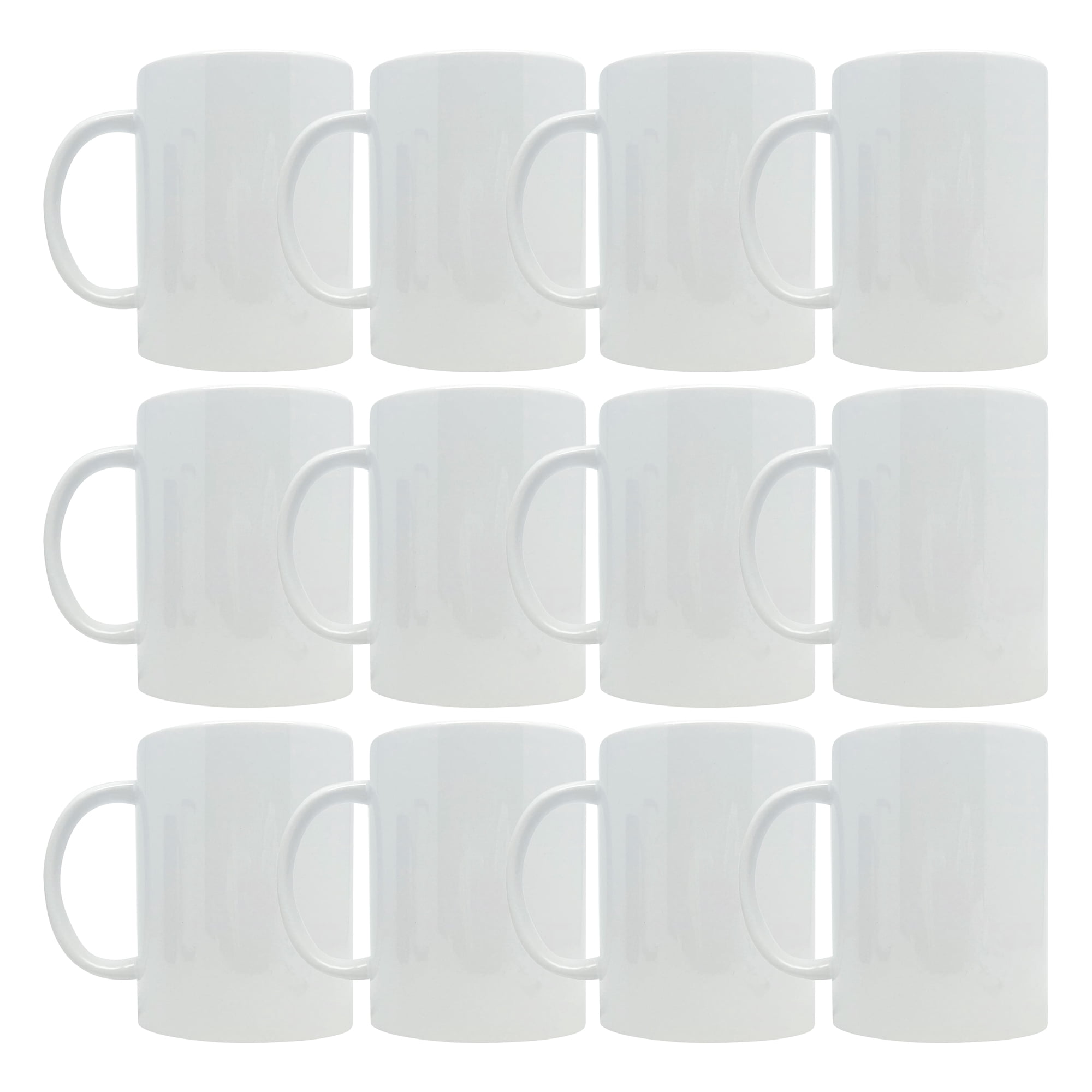 15oz White Ceramic Sublimation Mug by Make Market â€“ Blank Mug for Heat Transfer Printing - Microwave & Dishwasher Safe Stoneware - 12 Pack