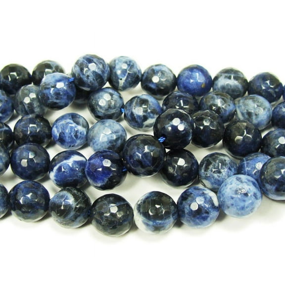 12mm 15.5 Inches Sodalite Faceted Round Beads Genuine Gemstone Natural Jewelry Making