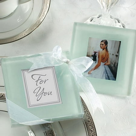 Forever Photo Teal Blue Frosted Glass Coasters - Set of 2