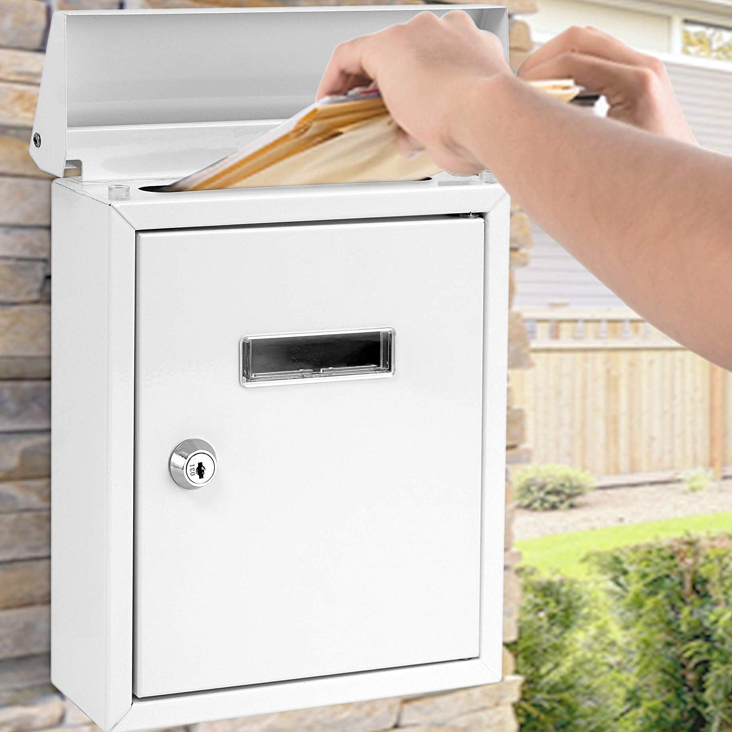 Modern Wall Mount Lockable Mailbox Outdoor Galvanized Steel Locking