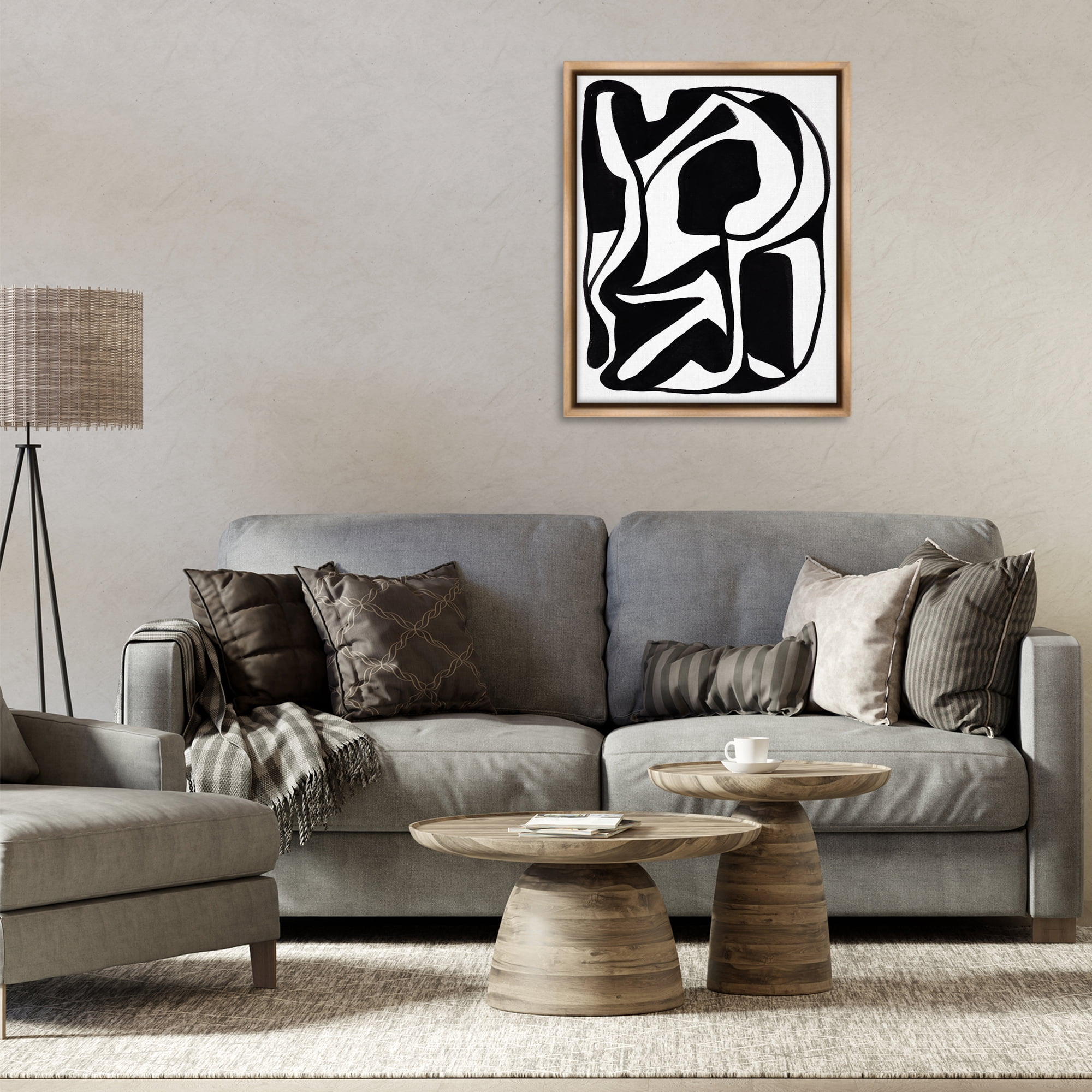 Stupell Industries Swirling Ink Pattern Abstract Painting Brown Floater Framed Canvas Art Print Wall Art, 25 x 31