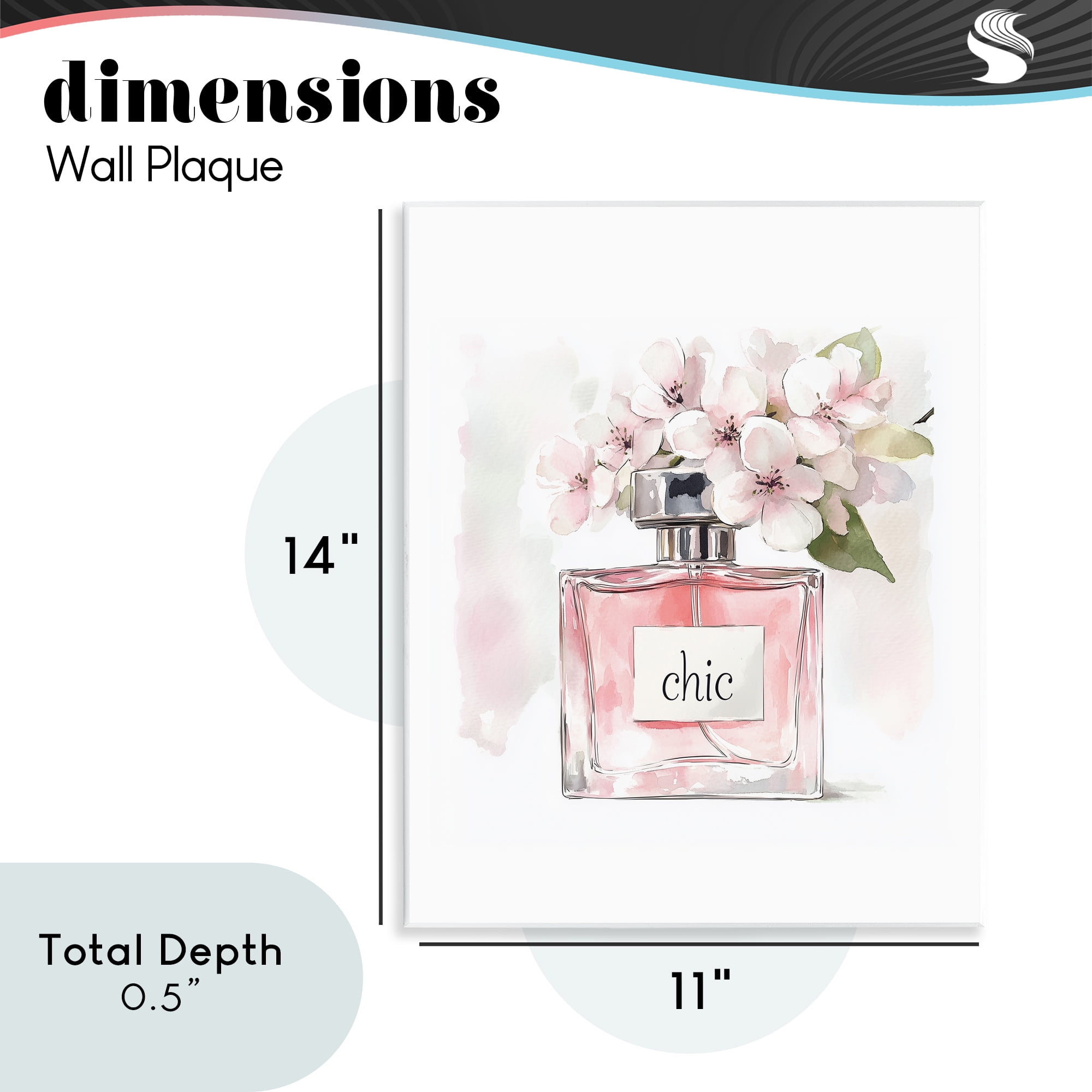 Cherry Blossom Chic Perfume Wall Plaque Art, design by Christine Simpson Art