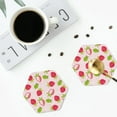 thumbnail image 4 of Vsdgher Hand Drawn Strawberry Leather Coasters for Drinks, Durable Drink Coasters 4 Set for Tabletop Protection, Luxurious Home Décor and Housewarming Gift ( {designName})Hexagon, 4 of 6