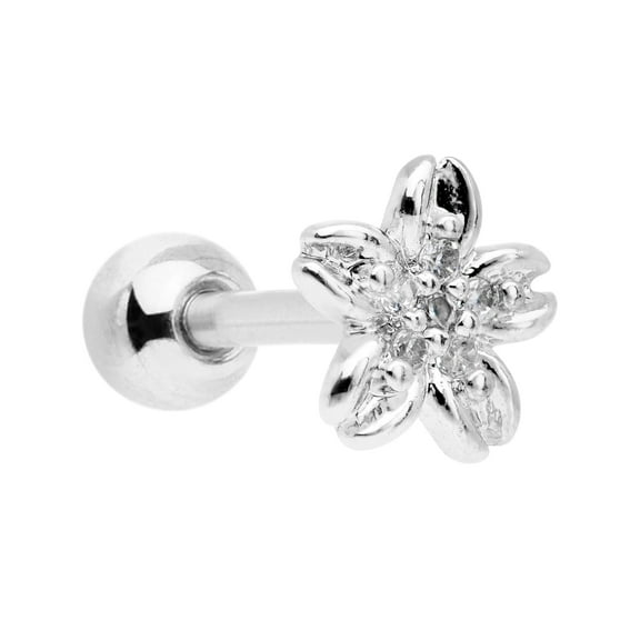 Body Candy 16G Womens 316L Steel Clear Accent Center Flower Cartilage Earring Helix Tragus Jewelry 1/4"