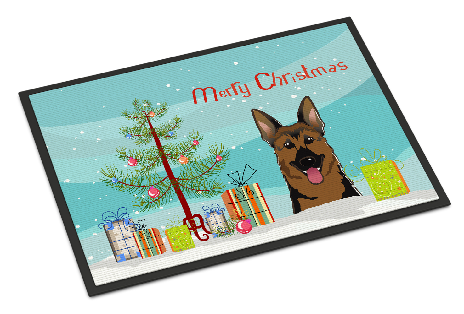 Christmas Tree And German Shepherd Door Mat