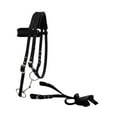 thumbnail image 4 of Brida de caballo con cabezal de rienda, arnés versátil acolchado, collar de cabeza con cojín suave, cuerda para montar a caballo, correa para encuesta Negro L, 4 of 8