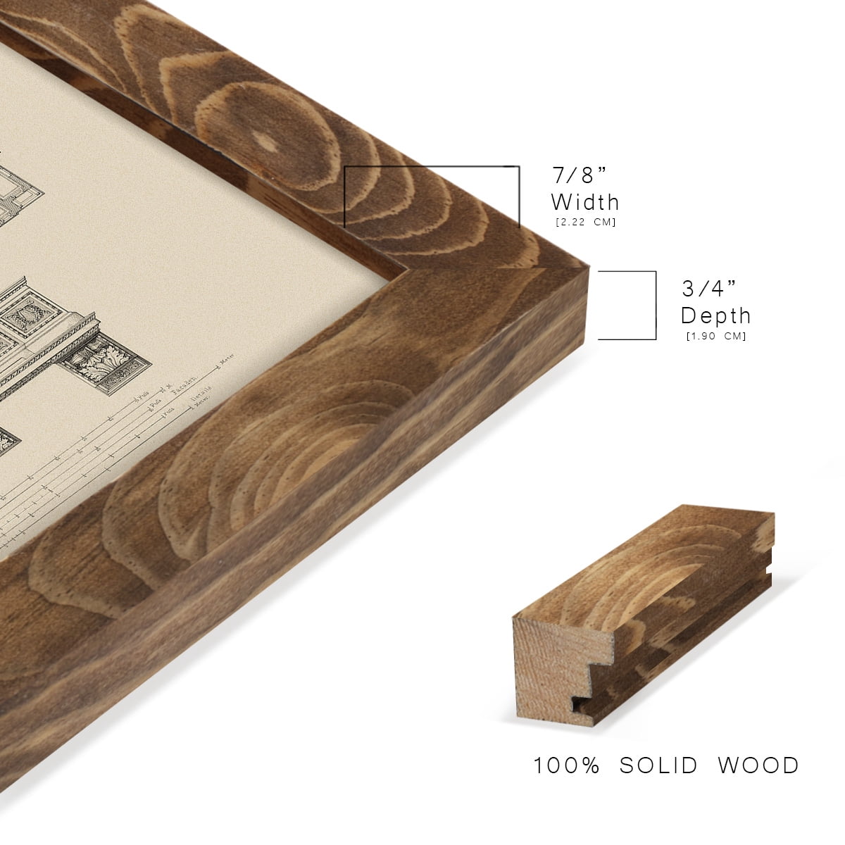 Estate and Plan I -Framed Print w/glass-Walnut