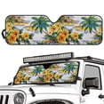 thumbnail image 2 of Psesaysky Hawaiian Hibiscus Palm Tree Print Car Windshield Sun Shade Block UV Rays Universal Sun Visor Protector for Car,ORV Accordion Folding Sunshade Keep Vehicle Cool, 2 of 7