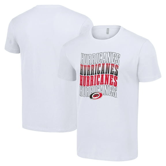 Men's Starter White Carolina Hurricanes Four Team Name Logo T-Shirt