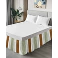 thumbnail image 4 of Boho Sage Bed Skirt California King Size 18&nbsp;Inch Drop, Green and Brown Striped Geometric Retro Farmhouse Wrap Around Dust Ruffle Bedskirts, Easy Fit Bedskirt with Adjustable Elastic, 4 of 8
