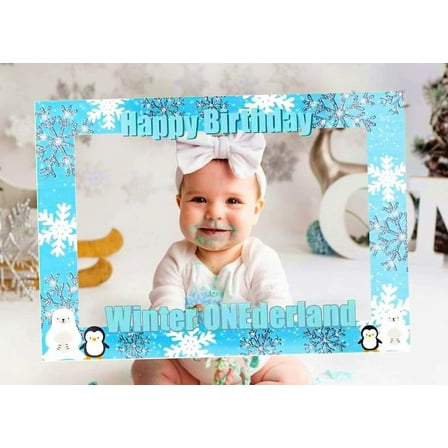 Blue 1st Birthday Party Decoration - Winter Onederland Theme Photo Frame Props 1 Set