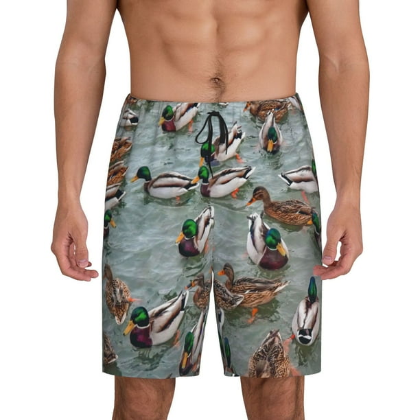 Fotbe Mallard Ducks Swimming Pantalones Cortos de Pijama para Hombre, Ropa de Dormir, Pantalones de Pijama Cortos para Hombre-Medium