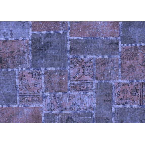 Ahgly Company Machine Washable Indoor Rectangle Patchwork Blue Transitional Area Rugs, 7' x 9'