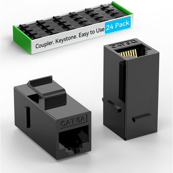 Acoplador Keystone Sokqovt CAT6A RJ45 (paquete de 24) negro