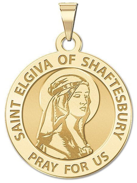 Saint Elgiva Of Shaftesbury Round Religious Medal 1 Inch Size Of A