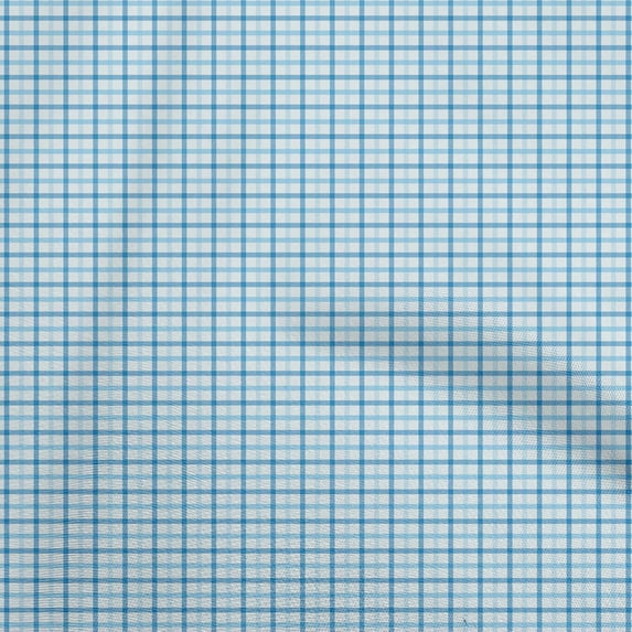 oneOone Cotton Flex Blue2 Fabric Check Sewing Craft Projects Fabric Prints By Yard 40 Inch Wide