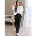 thumbnail image 4 of TEMOFON Black Pants for Women Elastic Waistband Fall Pants for Women with Pockets Autumn Thermal Pants Women Lounge Casual Winter Fleece - Lined Pants XL, 4 of 8