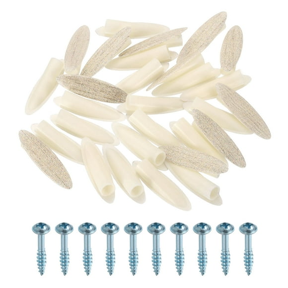Uxcell 100 Pack Plastic Pocket Hole Plugs, 9mm Slant Hole Caps with Pocket Screws for Pocket Hole Jig Wood Working Tool Accessories, Bright White