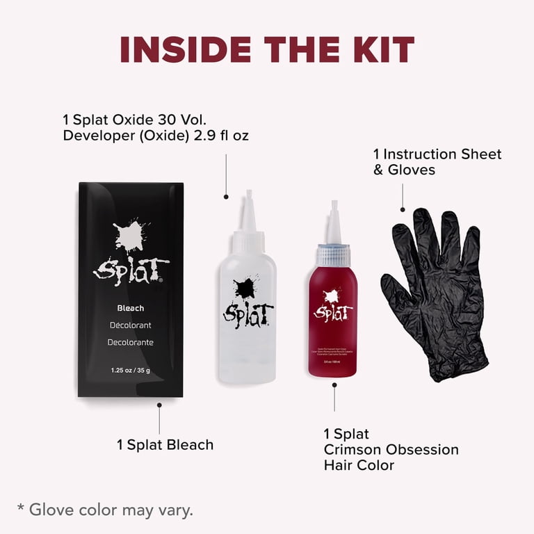 Splat, Semi-Permanent Hair Dye Kit, Crimson Obsession, with Bleach