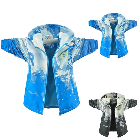 Miaoju Boys Waterproof Rain Jacket Windbreaker Lightweight Coat Kids Raincoat Outerwear, Black 5-6 Years