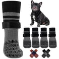 thumbnail image 1 of Kuoser Anti-Slip Dog Socks with Double-Sided Traction, 4 Pack Pet Booties for Senior, Dog Paw Protector for Hardwood Floors, Hot Pavement and hot/icy surfaces, Gray, L, 1 of 8