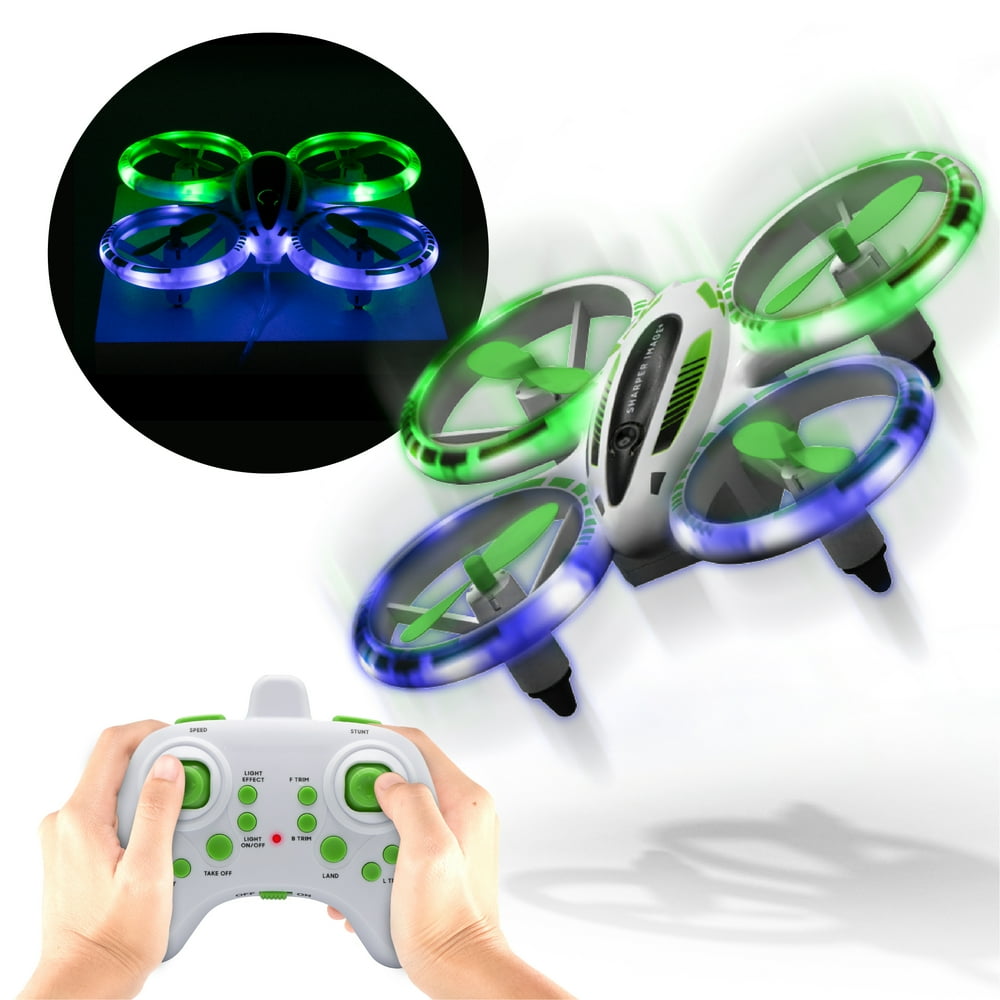 Sharper Image Mini Stunt Drone, RC Glow up with LED Lights, Small Plane