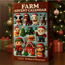 2025 Christmas Farm Advent Calendar – 24 Days Flat Acrylic Ornaments, Barnyard Animals Countdown Set Holiday Garland Window Swags