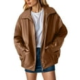 thumbnail image 2 of NOLDARES Oversized Leather Jackets for Women Fall Fashion Outfits Leather Motorcycle Bomber Winter Coat Trendy(Coffee,XL), 2 of 6