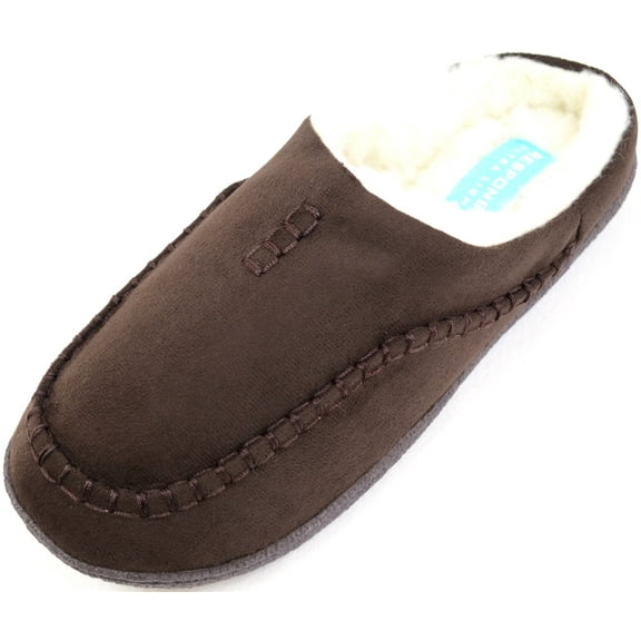 ABSOLUTE FOOTWEAR Mens/Gents Mules/Slippers/Indoor Shoes with Faux Fur Inner - Dark Brown - US 11