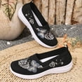 thumbnail image 6 of Domzle Womens Orthopedic Shoes Wide Width Butterfly Embroidered Slip On Knitting Flat Loafers Walking Shoes Soft Breathable Lightweight Mesh Sneakers with Arch Support Black 38, 6 of 6