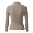 thumbnail image 5 of TrdSipl Womens Casual Slim Basic Tops Knitted Light Weight Turtle Neck Pullover Sweater Winter Warm Undershirts Khaki M, 5 of 6