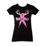 Womens Breast Cancer Awareness "Save a Rack" Black T-Shirt - Large