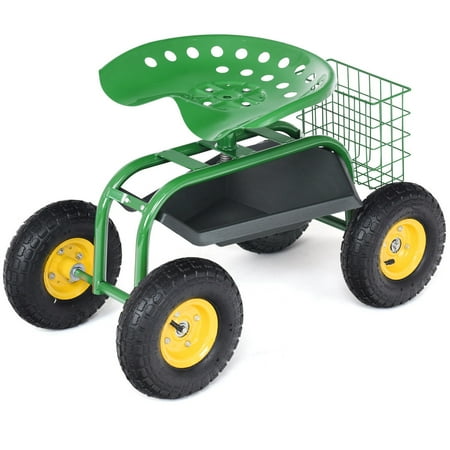 Costway Rolling Tray Gardening Planting with Work Seat Garden Cart