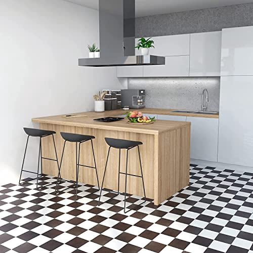 Nexus Self Adhesive 12-inch Vinyl Floor Tiles  20 - 12" X Black/white Pattern Peel & Stick Diy Flooring For Kitchen Dining Room Bedrooms Bathrooms By Home Decor