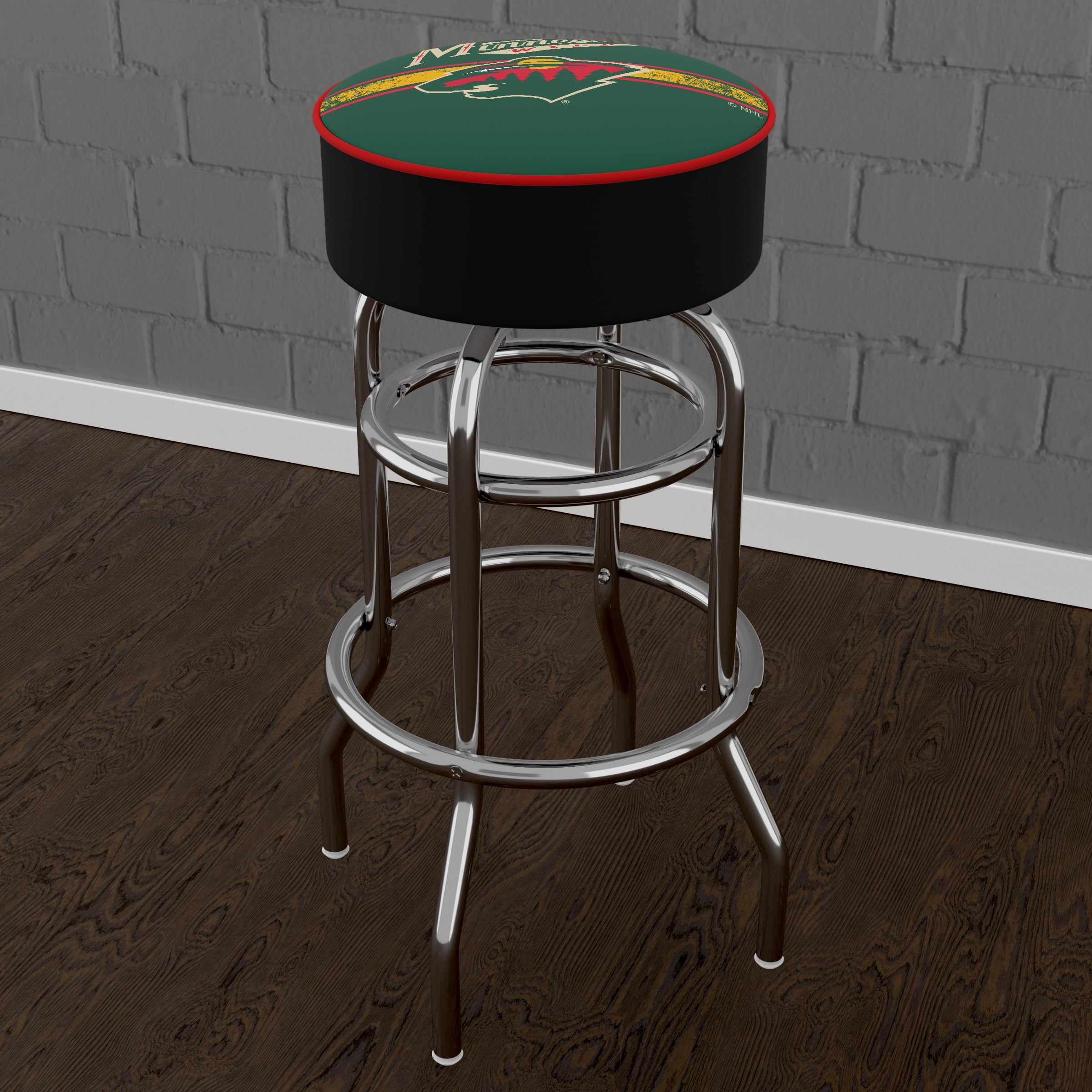 Trademark Gameroom Minnesota Wild Logo Bar Stool with Padded Seat