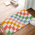 thumbnail image 2 of Retro Wavy Checkered Door Mat,Welcome Doormat 17 x 30 Inch Decorative Home Floor Mat, Non Slip Rubber Back and Strong Water Absorption for Outdoor Indoor Entrance Decor, 2 of 6
