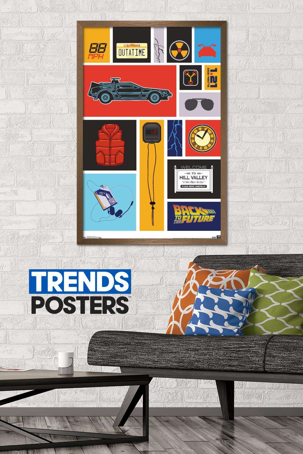 Back to the Future - Grid Wall Poster, 22.375" x 34", Framed