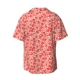 thumbnail image 4 of Balery Red Pretty Flowers Men's Casual Button Down Shirt Short Sleeve Textured Summer Cuban Beach Shirts-Small, 4 of 7
