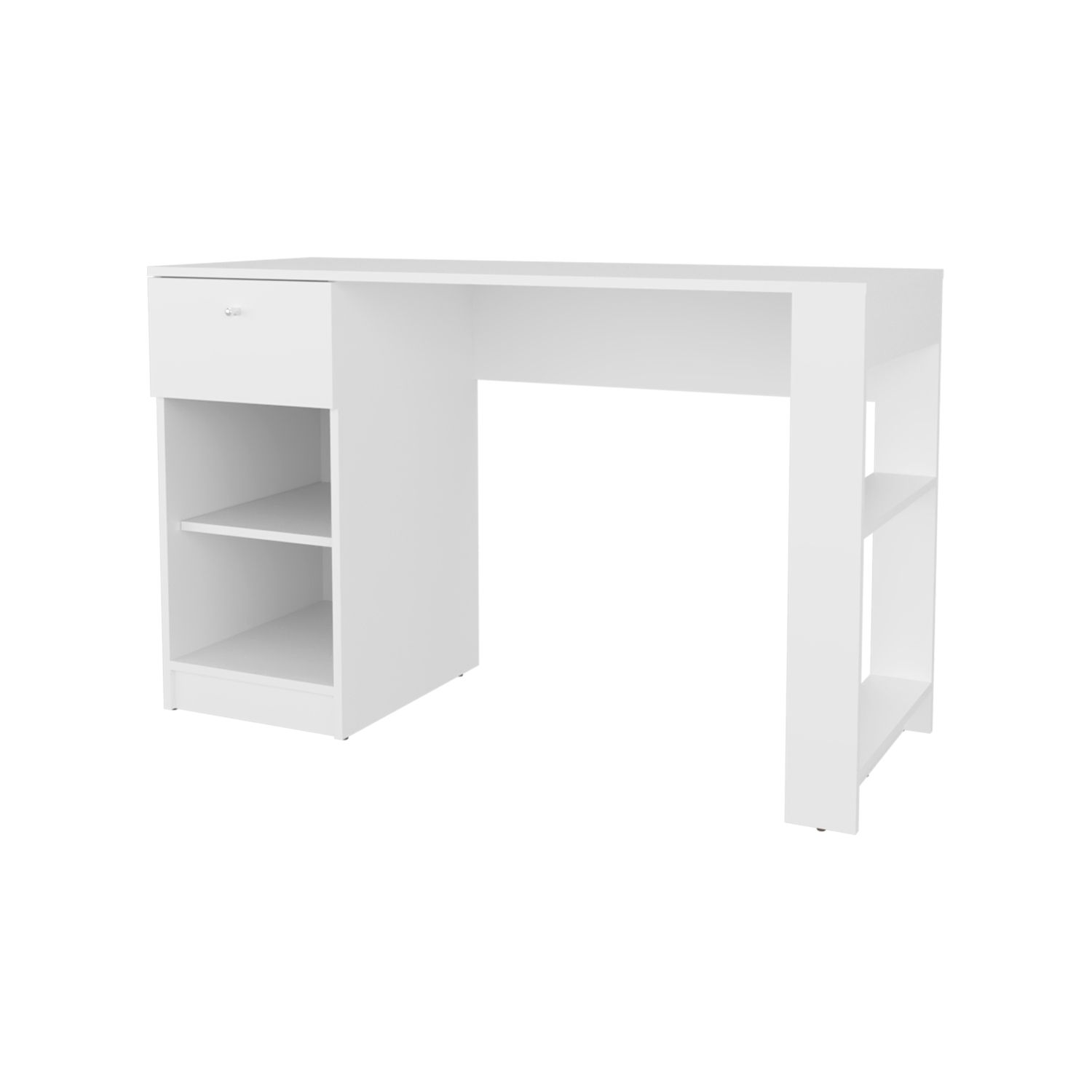 Computer Desk with Drawer and Two Open Shelves, 47.3 in Wide Rectangular Workstation for Home Office and Study, Assembly Required