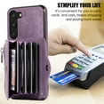 thumbnail image 4 of Dteck Crossbody Wallet Case for Samsung Galaxy S21, RFID Blocking PU Leather Zipper Handbag Purse Flip Cover, Kickstand Folio Case with Card Slots Wrist Strap Lanyard,Purple, 4 of 10
